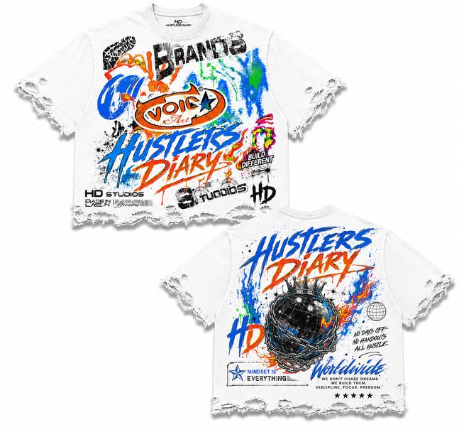 "Hustlers Diary Graphic" Crop Tee